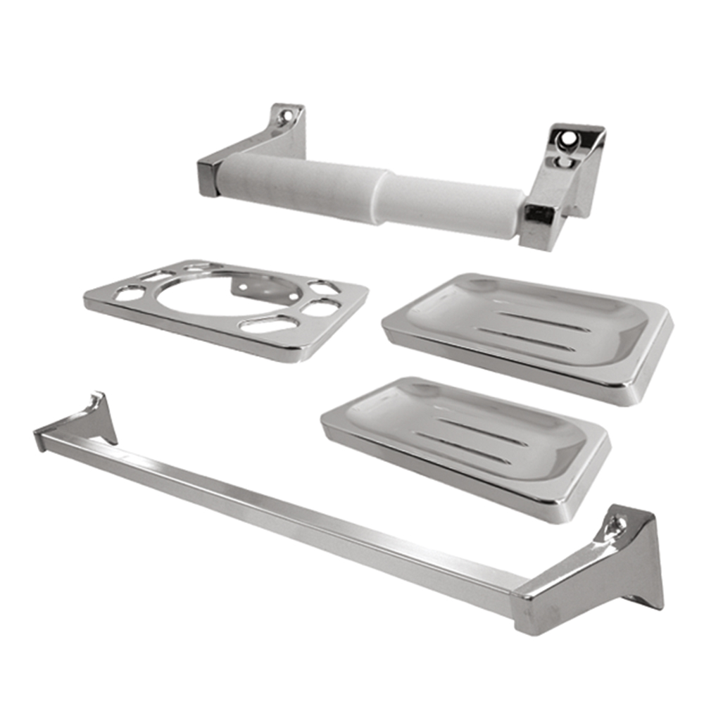 [P44202CP] Juego Accesorios Para Baño Cromado (5 Pzas) Aquina. Cromado. 5 Pcs