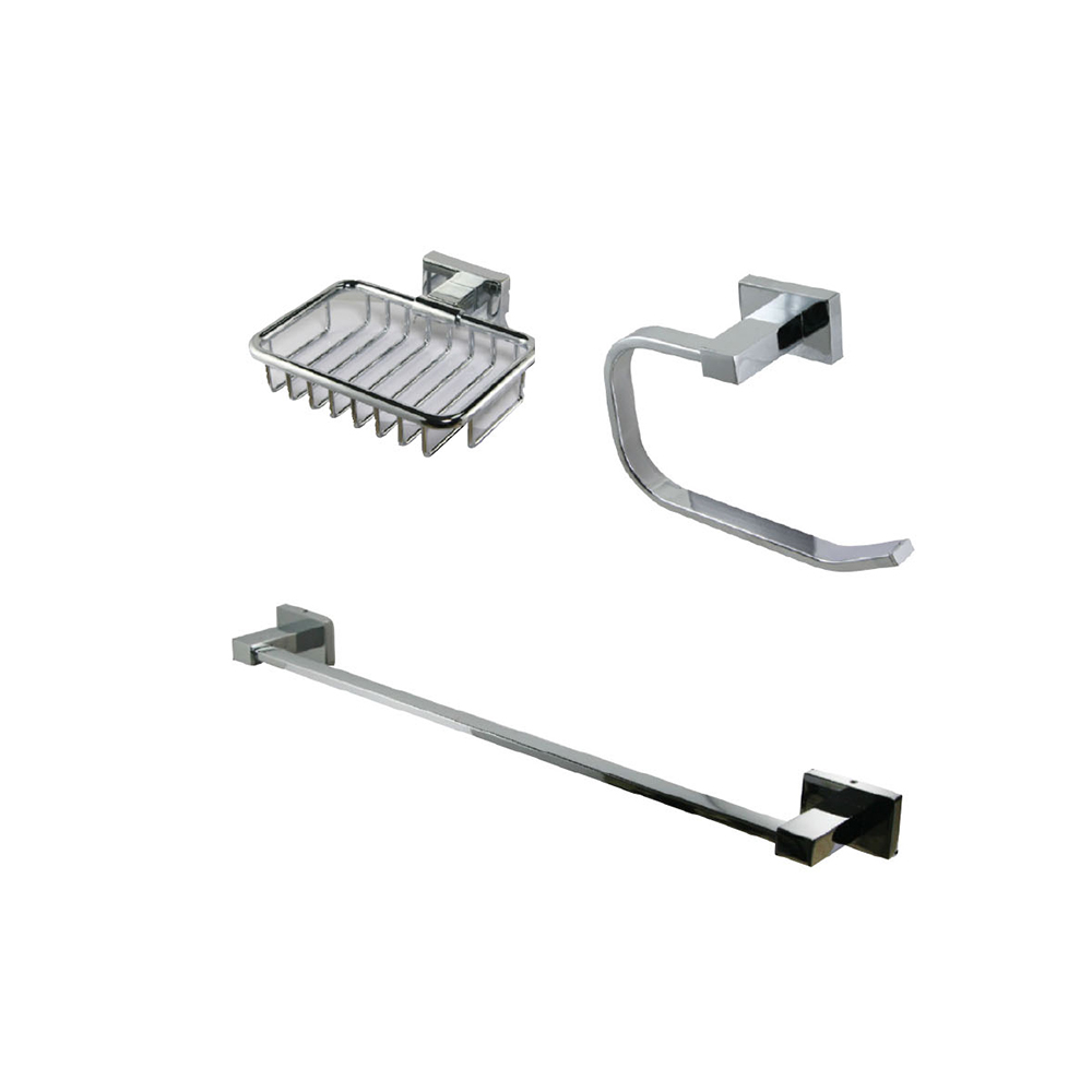 [P44205] Juego Accesorio Para Baño Cromado (3pzas) Aquina. Cromado. 5 Pcs