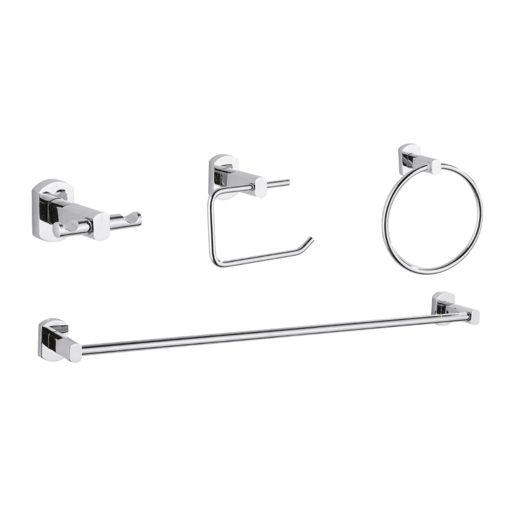 [P44206] Juego Accesorio Para Baño Cromado (4pzas) Aquina. Cromado.