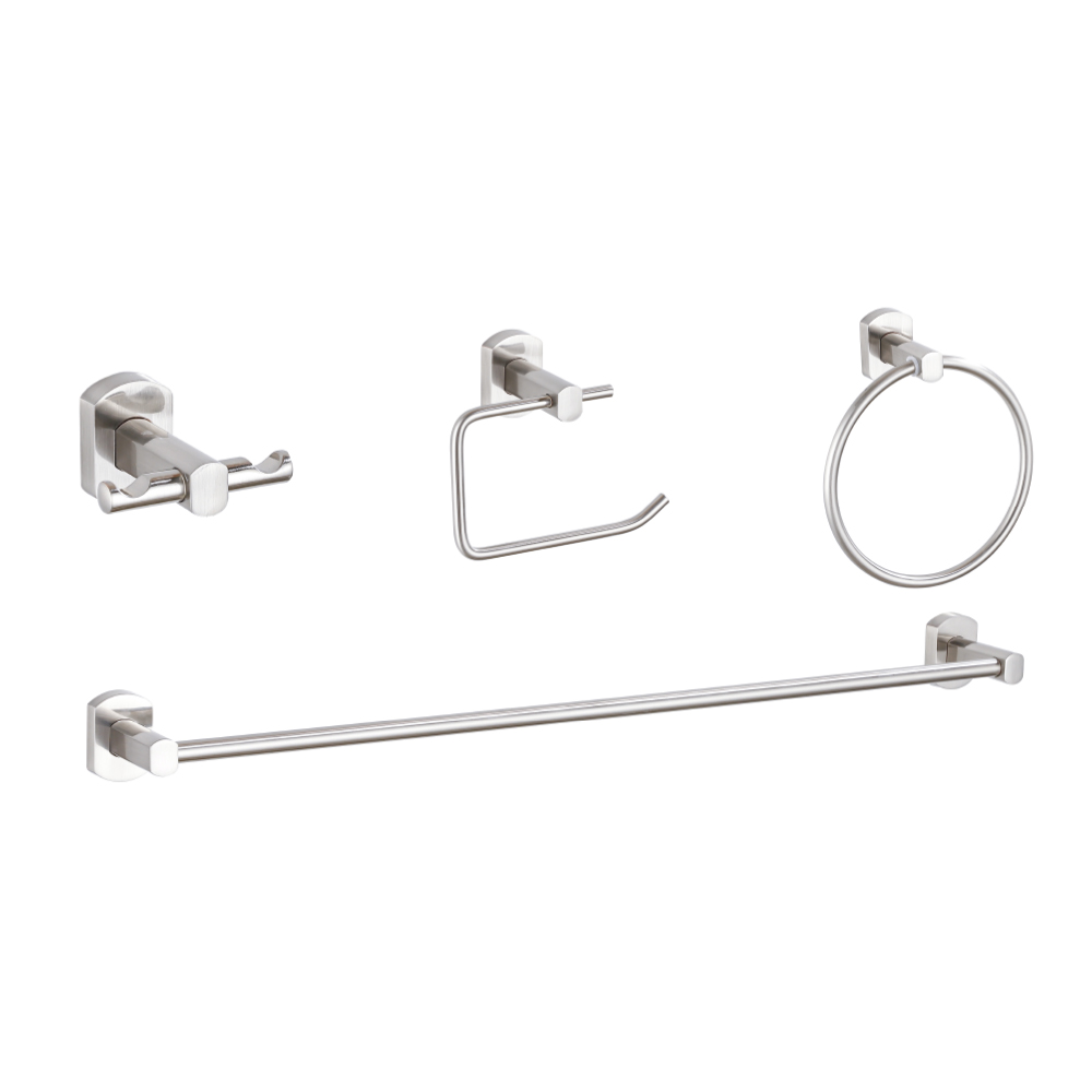 [P44207] Juego Accesorio Para Baño Satinado (4pzas) Aquina. Brush Nickel. Niquelado