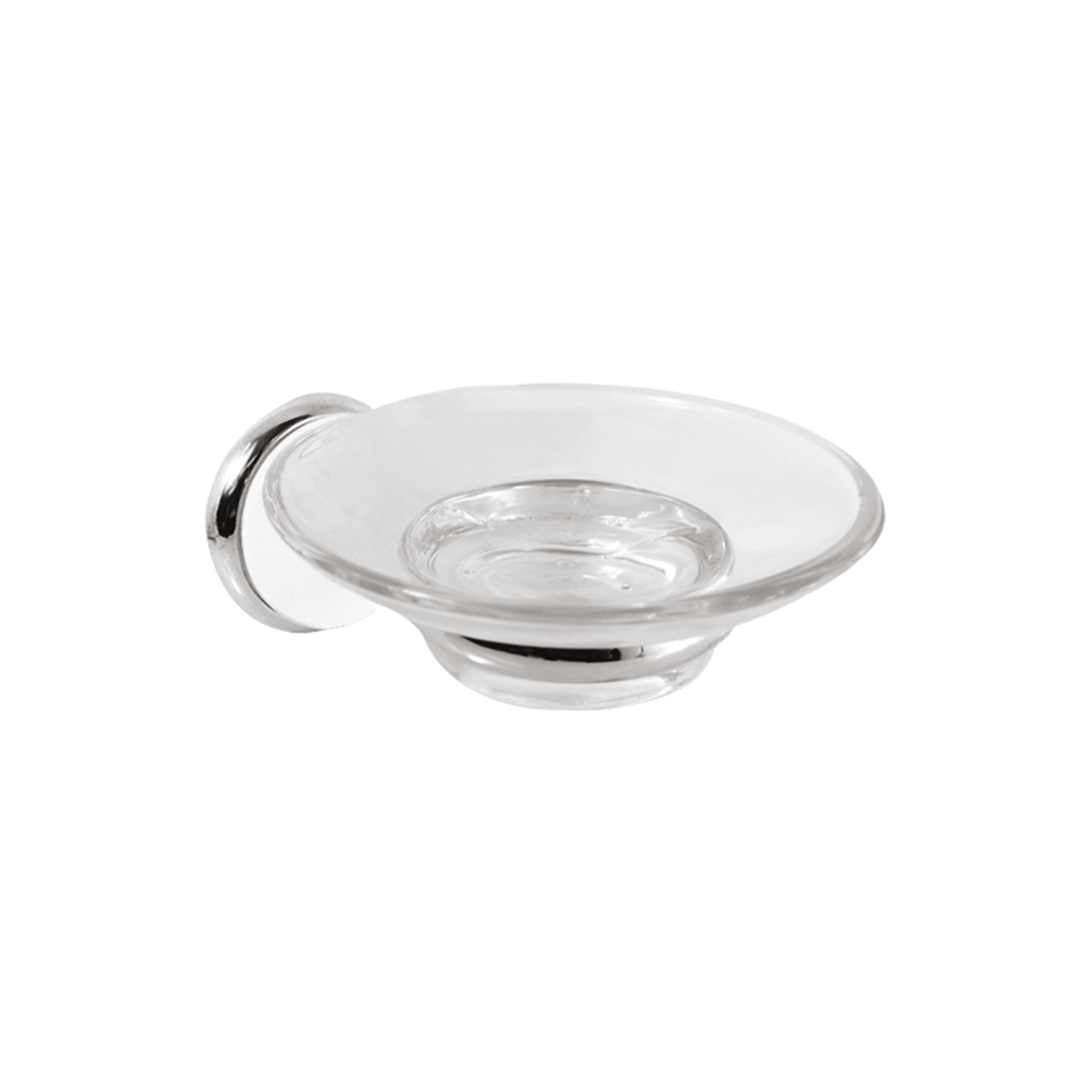 [P44219] Jabonera Cromada/ceramica Aquina. Ceramica + Vidrio