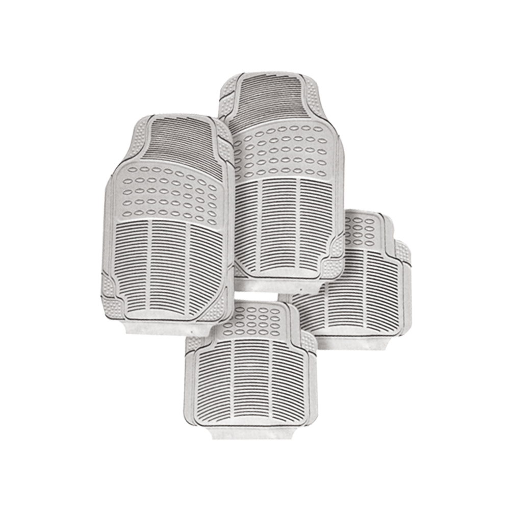 [R01112G] Alfombra Para Carro Pvc Gris (juego 4pcs). Gris. Juego 4 Pcs