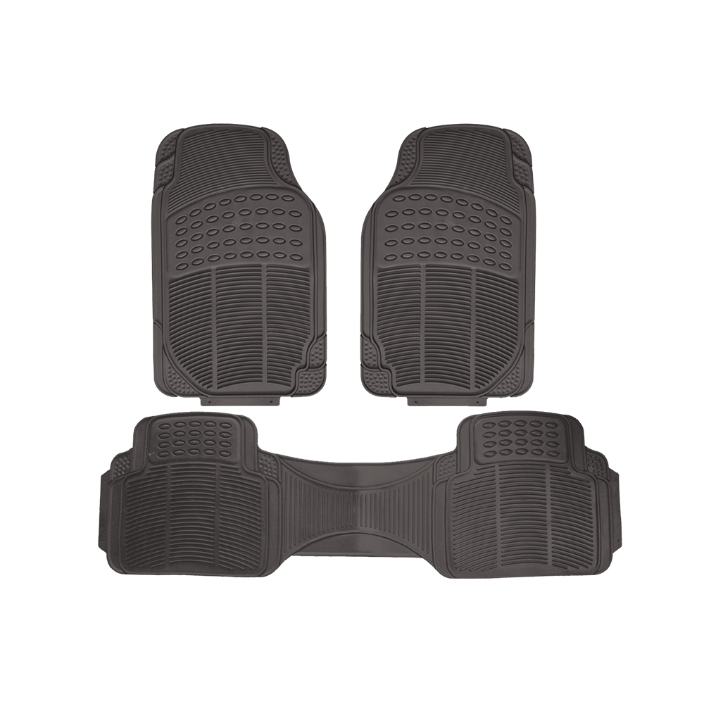 [R01122N] Alfombra Auto Pvc Negra 3 Pzas. Negro. Juego Pcs