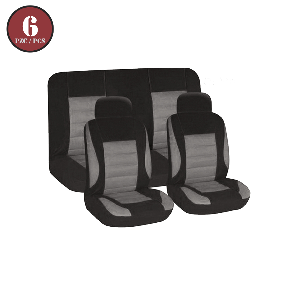[R01201G] Forro Para Asiento Carro Gris/negro 6pcs. Negro. 6 Pcs
