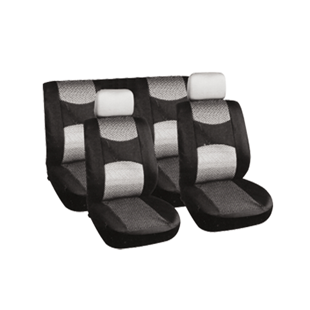 [R01202G] Forro Para Asiento Carro Gris/negro 8pcs. Negro. 8 Pcs