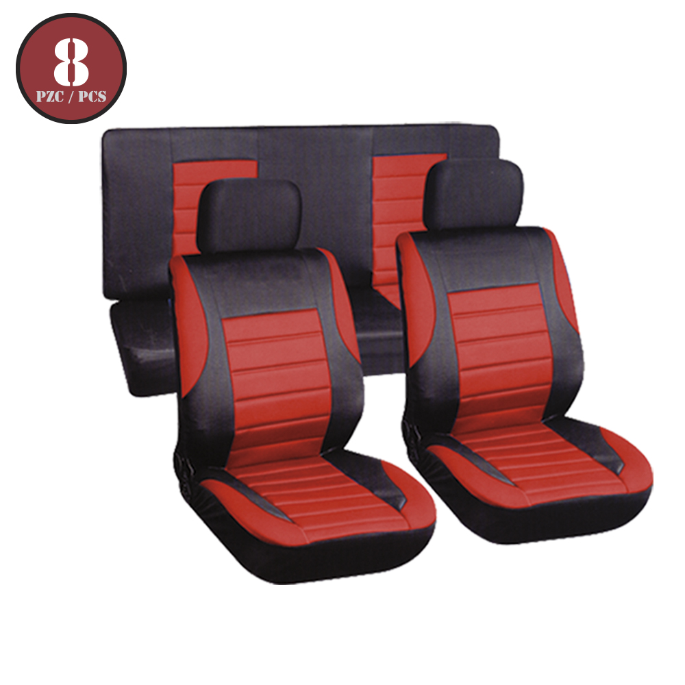 [R01206R] Forro Para Asiento Carro Rojo/negro 8pcs. Rojo. 8 Pcs