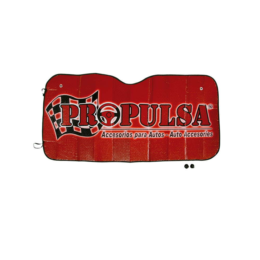 [R01422] Cubre Sol Para Auto Logo Propulsa. Rojo. 130 X 60 Cm