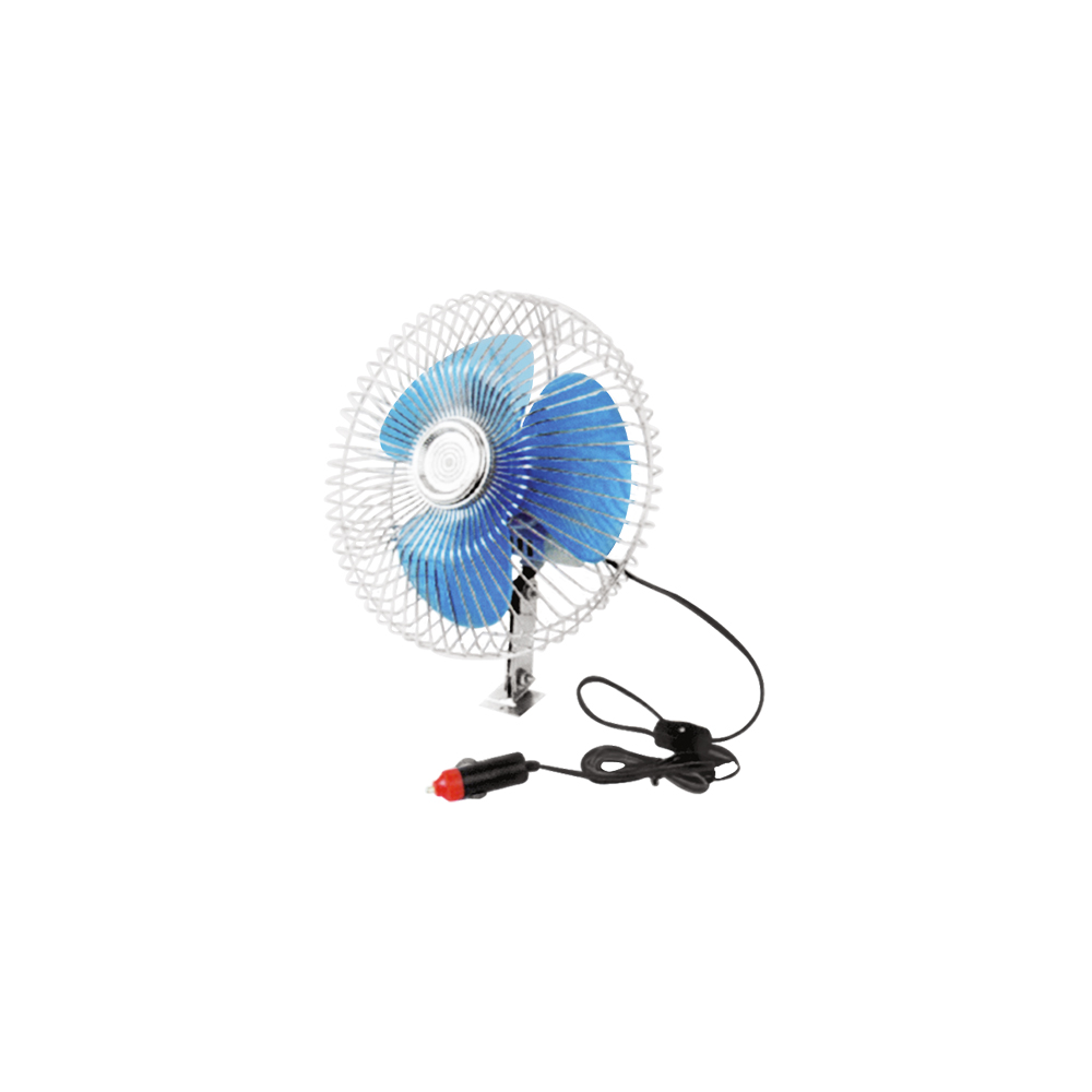 [R01986] Abanico Metal Para Carro 12v 6. Blanco/azul. 6