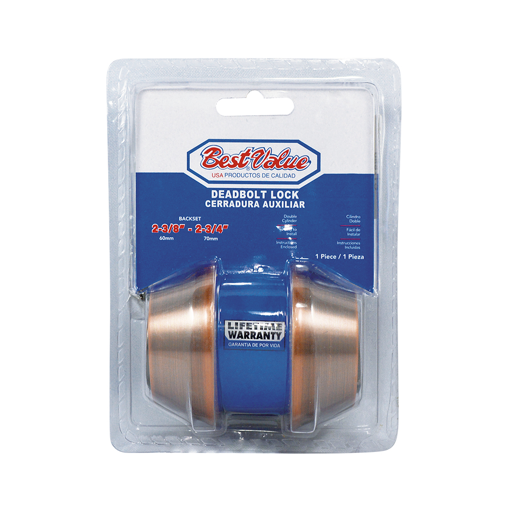[C17680] Cerradura D. Bolt Doble Ac. Cobrizado. 2-3/8
