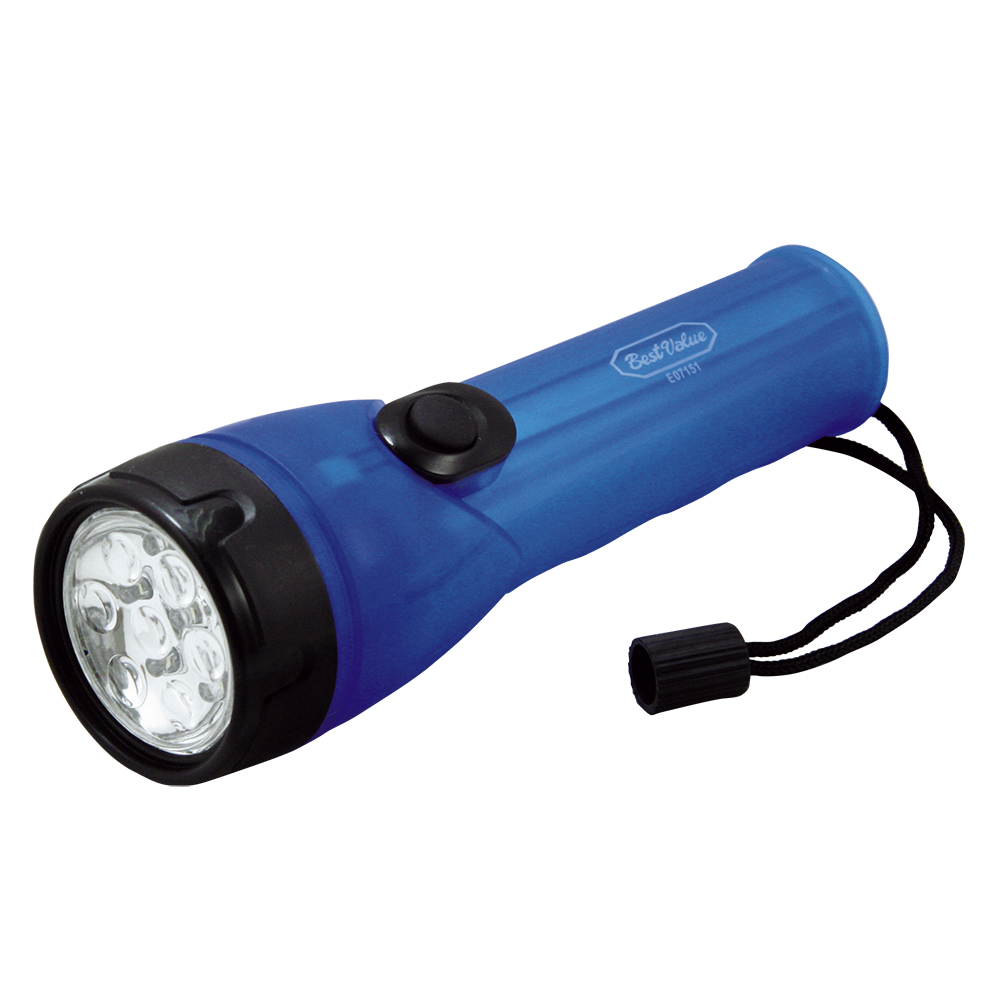 [E07151] Linterna 7 Led 2d Plastico. Azul/negro. 8(200mm)
