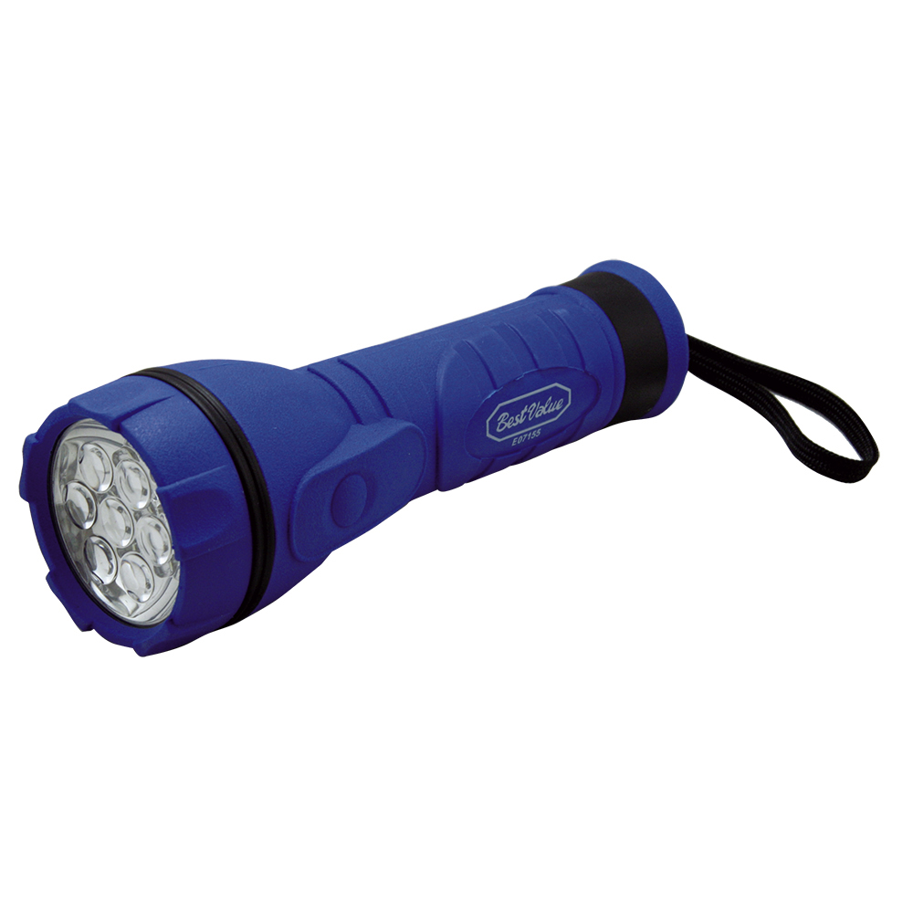[E07155] Linterna 7 Led 2d Caucho. Azul/negro. 8(200mm)