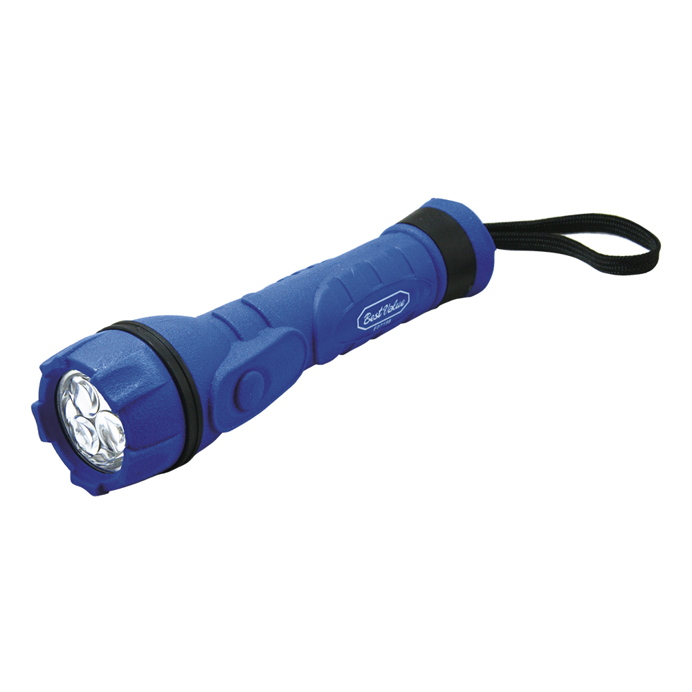 [E07156] Linterna 3 Led 2aa Caucho. Azul/negro. 6. 5(165mm)