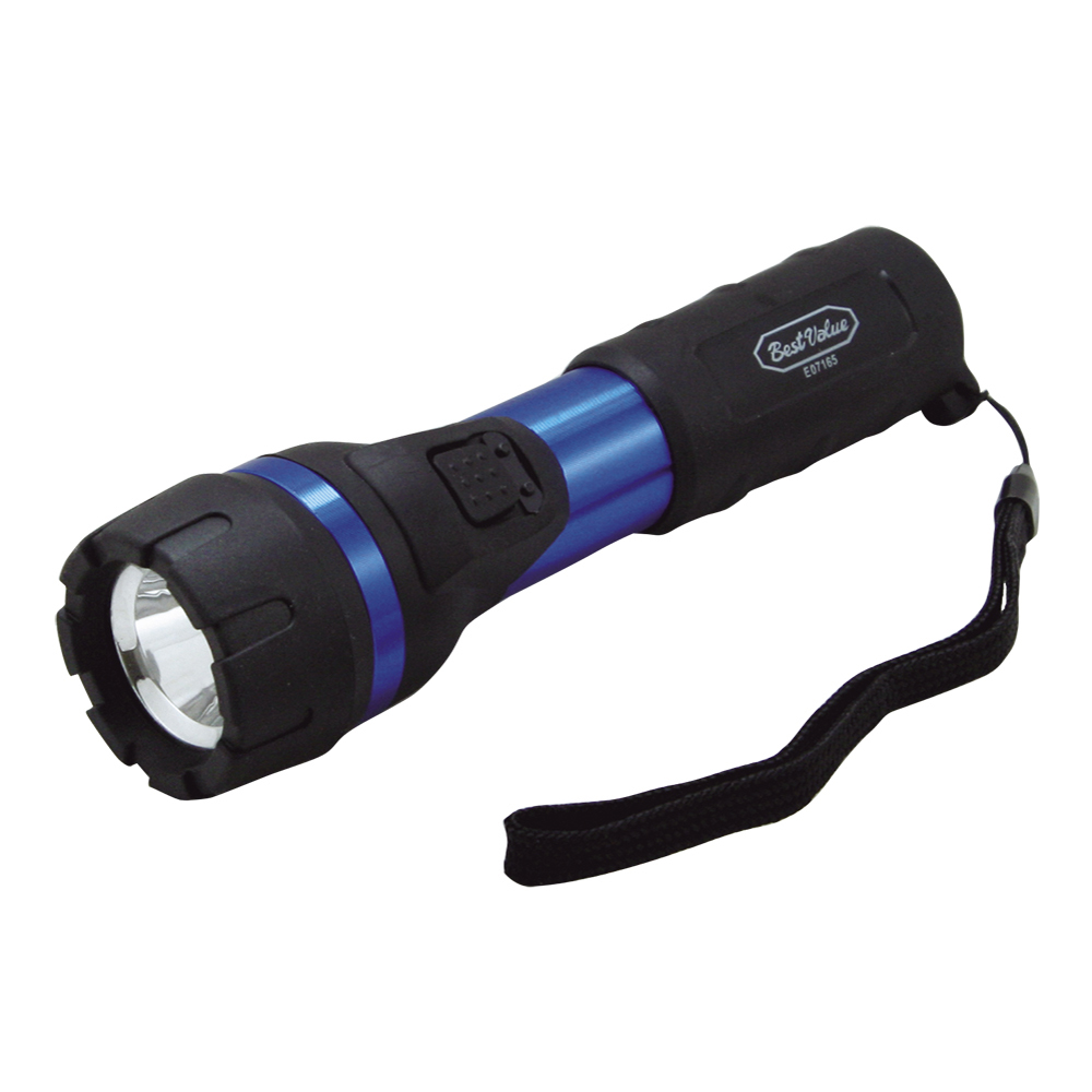 [E07165] Linterna 1 Led 2aa Caucho/aluminio. Azul/negro. 6. 5(165mm)
