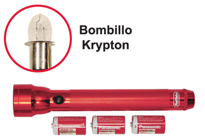 [E07204] Linterna Aluminio Roja 3d Con Bateria. Rojo