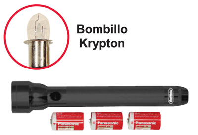 [E07204N] Linterna Aluminio Negra 3d Con Bateria. Negro