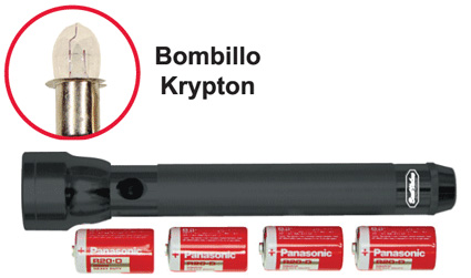 [E07205N] Linterna Aluminio Negra 4d Con Bateria. Negro