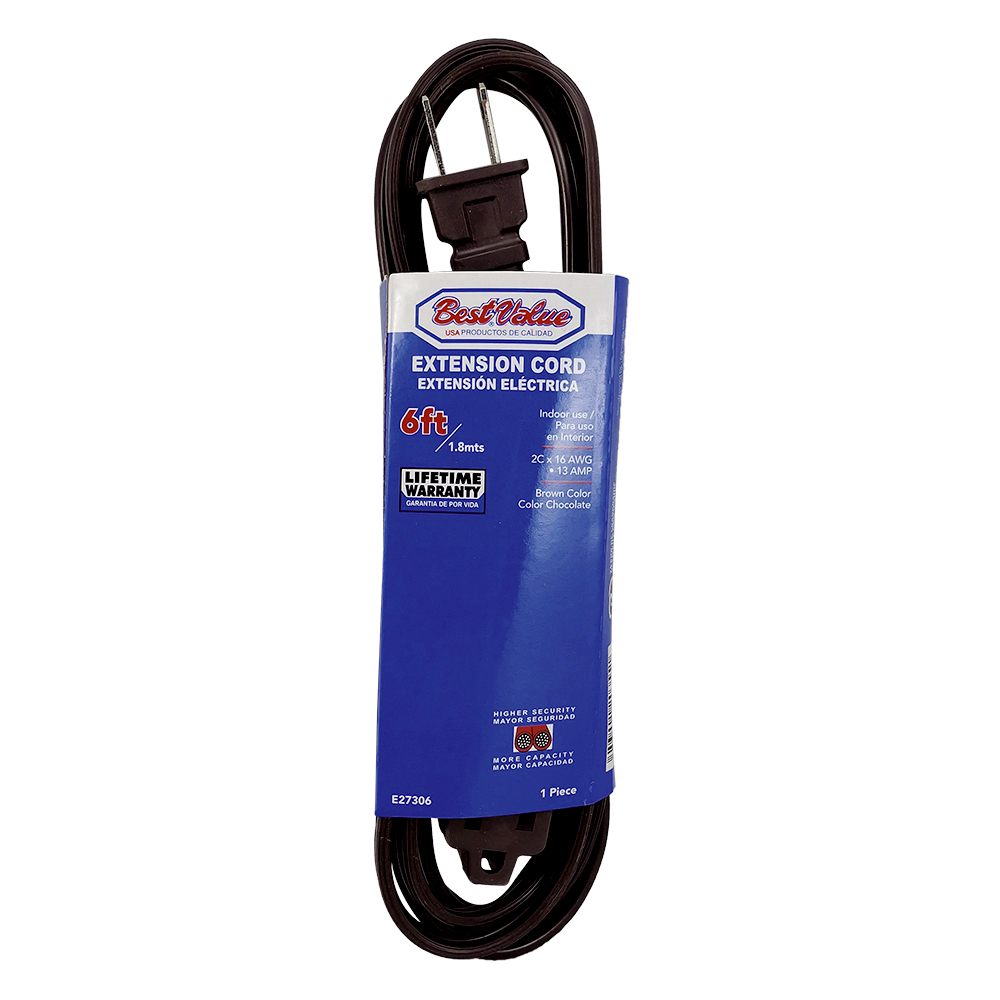 [E27306] Extension Electrica De 6' (chocolate). Marron.