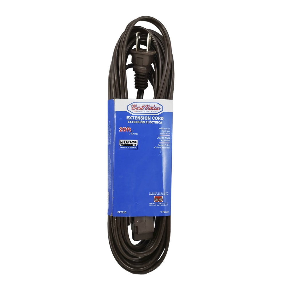 [E27320] Extension Electrica De 20' (chocolate). Marron.