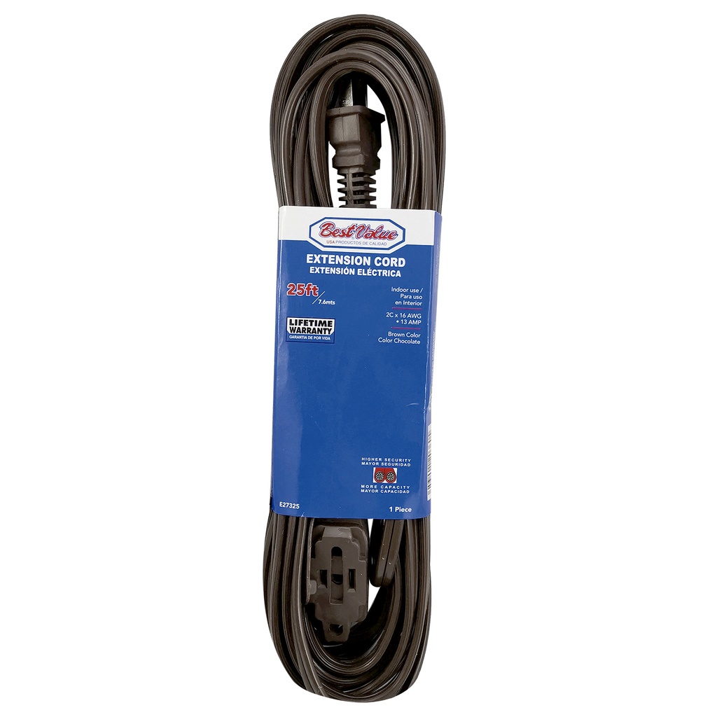 [E27325] Extension Electrica 25' (chocolate). Marron.