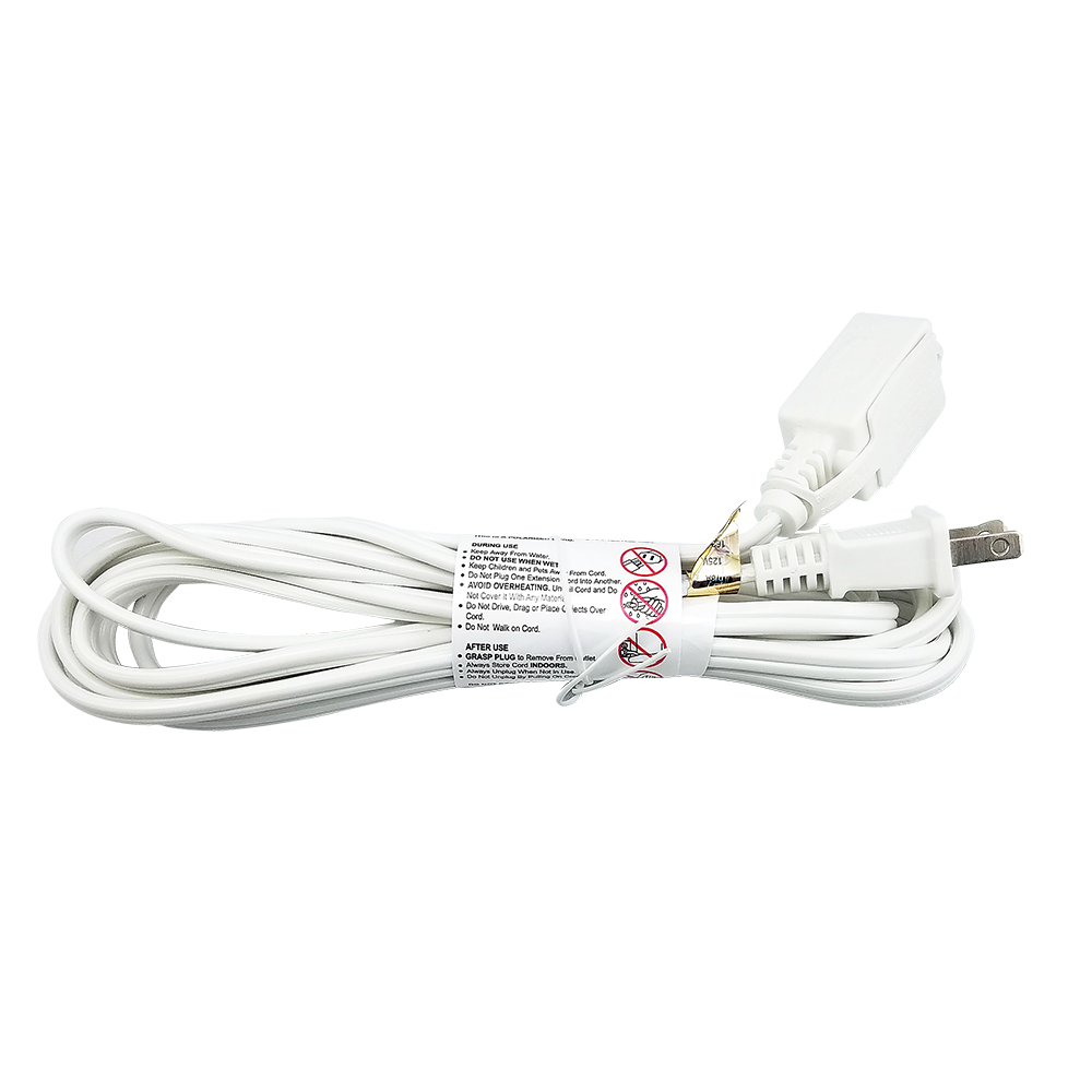[E27612] Extension Electrica Ul De 12' (blanca). Blanco.