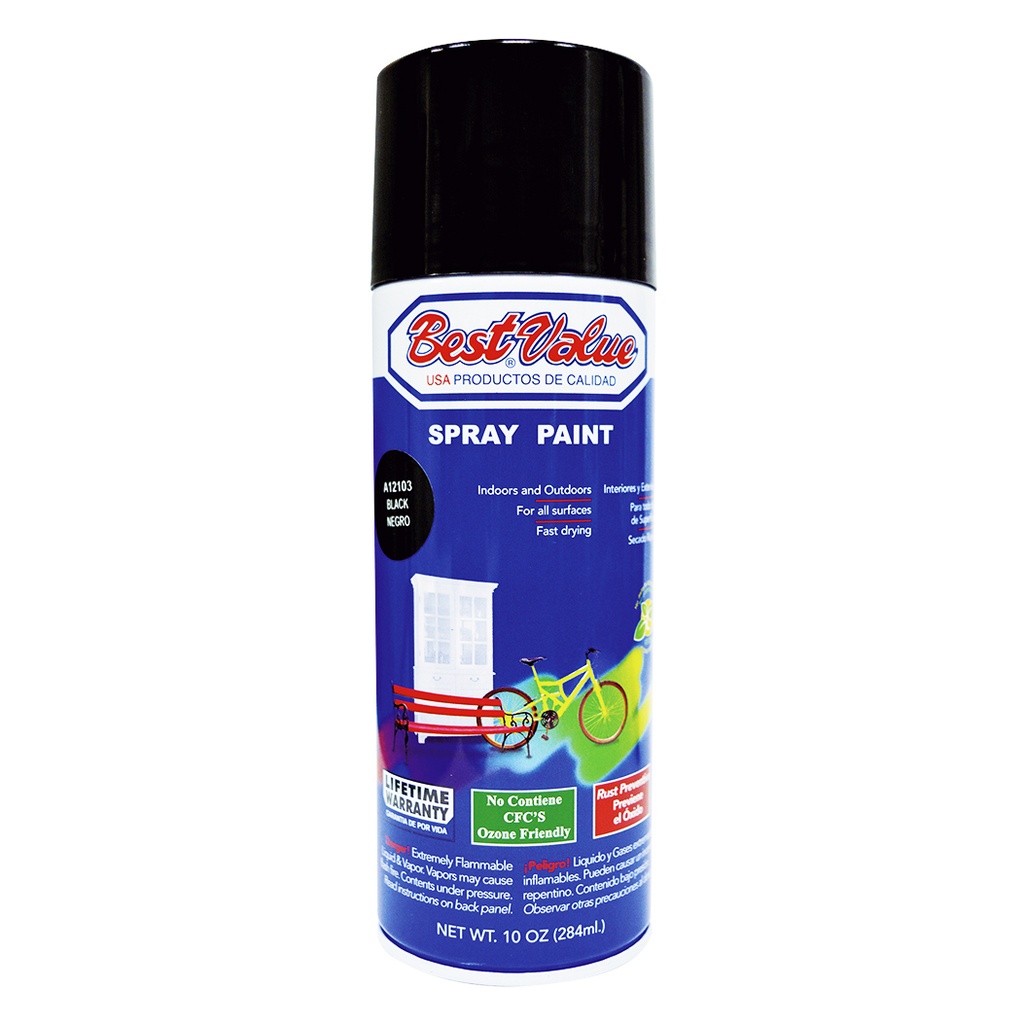 [A12103] Pintura Spray Negro Brillo. Brillante. 10 Oz. (en Spray)