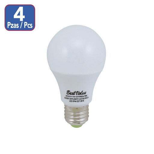 Led 5w 6400k E27 4-pack. Blanco.