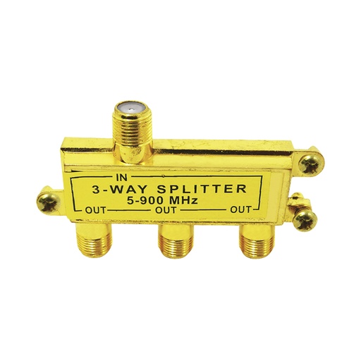 Splitter 3 Vias Para Coaxial. Dorado.