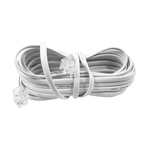 Cable Telefono Blanco 25' Rockwell. Blanco.