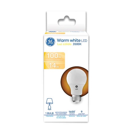 Led Ge 14w A19 3500k 1600lm Ul. Luz Calida.