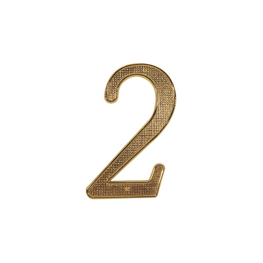 Numero 2 Para Puerta Dorado Con Clavitos. Dorado.