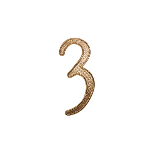 Numero 3 Para Puerta Dorado Con Clavitos. Dorado.