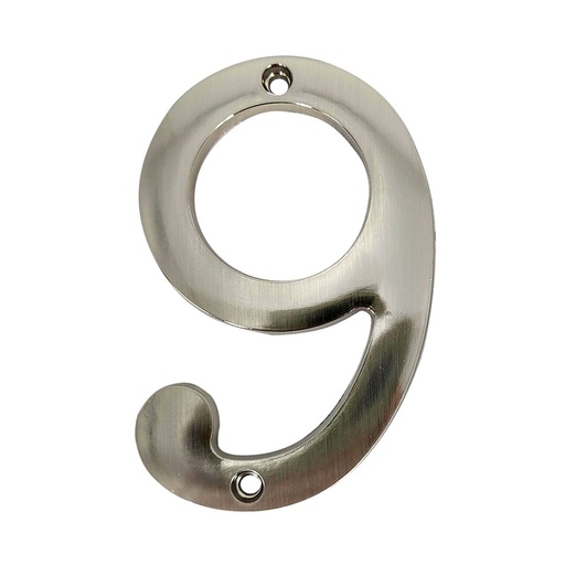 Numero 9 Para Puerta Niquelado 4. Niquelado.
