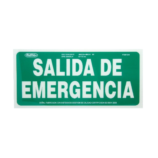 Letrero Luminiscente (salida D/emergencia). Verde-blanco. Salida De Emergencia