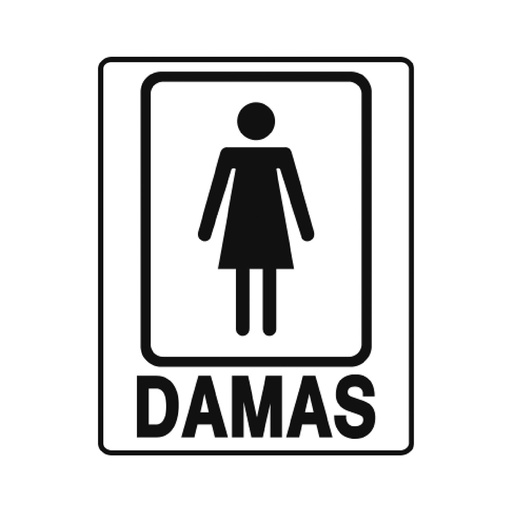 Letrero Damas 6 X 7-1/2. Pvc Rígido. 15cm X19cm