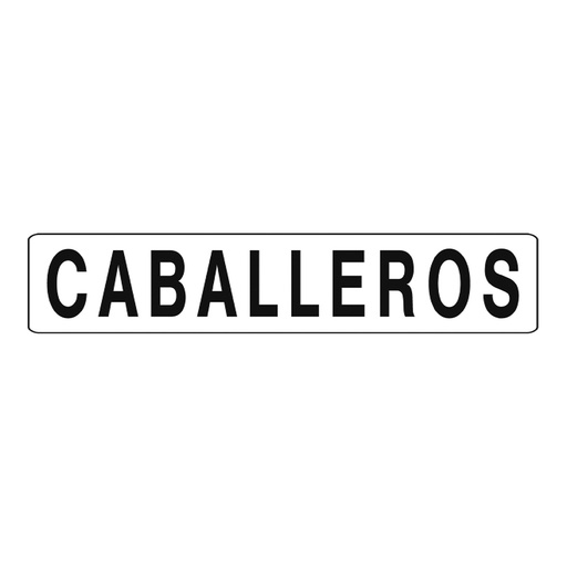Letrero Caballeros 2-3/8 X 8. Pvc Rígido. 20cm 6cm