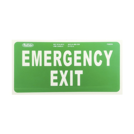 Letrero De Informacion Emergency Exit Luminiscente. Verde-blanco.