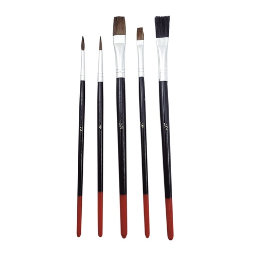 Juego De Pinceles Bestvalue 5pzas. Cerdas Naturales. #2, #4, 1/2”, 1/4”, 1/2