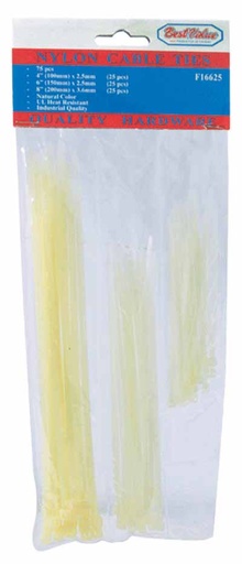 Zuncho Plastico Blanco Surtido 75pcs. Natural. 25 Pcs