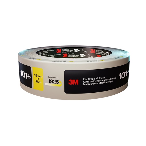 Masking Tape 3m 1-1/2x50m () 101+. Beige. 1-1/2 X 25m (38mm). (en Rollo)
