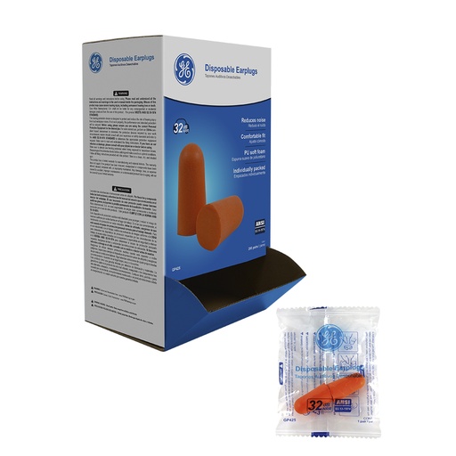 Tapones Auditivos Desech. 200 Pares 32 Db Ge. Anaranjado. - Sin Cordon