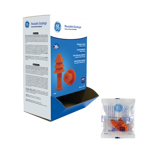 Tapones Auditivos Reusables 200 Pares 26 Db Ge. - Sin Cordon.