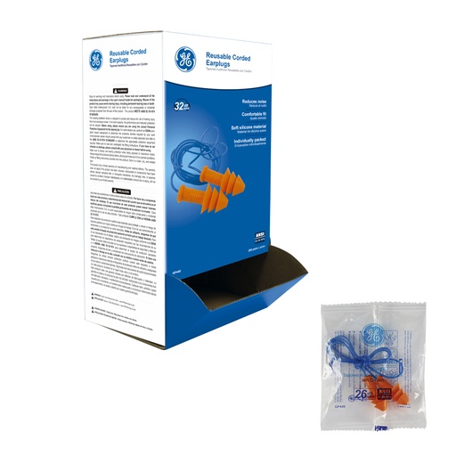 Tapones Auditivos Cable Reusables 100 Pares 26 Db Ge. - Con Cordon.