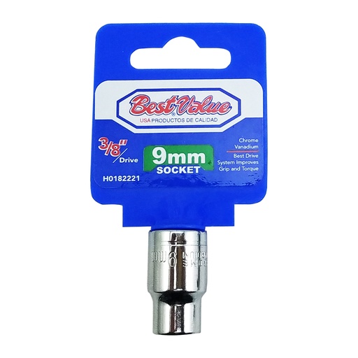 Socket 3/8. Cromo Vanadio. 9mm