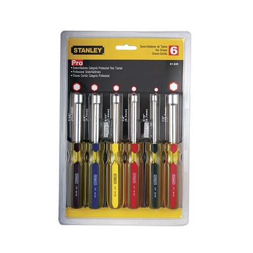 Juego Destornillador Socket Stanley 6 Pcs. Cromo Vanadio. Piezas