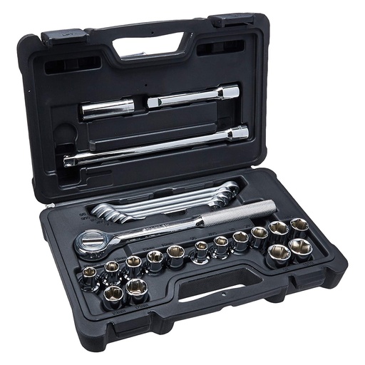 Juego Socket Stanley M-1/2 25pcs 10-17mm. Cromo Vanadio. 25 Piezas