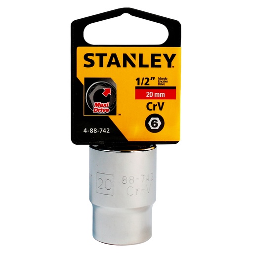 Socket Stanley 1/2 Corto 6pt. Cromo Vanadio. X 20mm