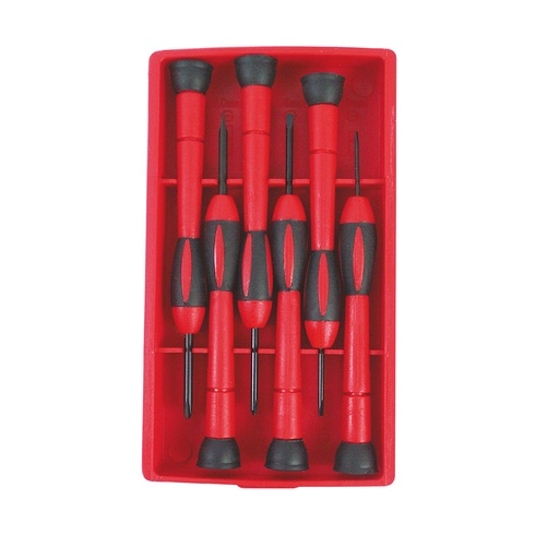 Juego Destornillador Precision Rojo 6p. Cromo Vanadio. 6 Pzas