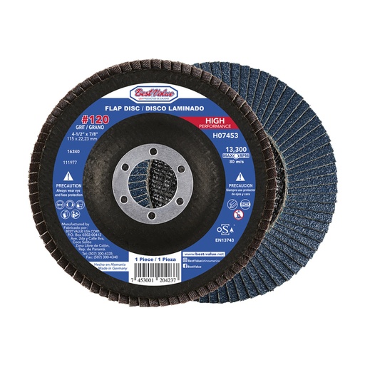 Flap Disc 4-1/2x7/8 120g High Perf. Laminado Circonio. #120