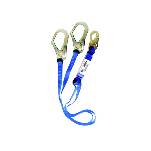 Linea De Vida Doble Gancho Con Absorbedor. Azul. 140kgs