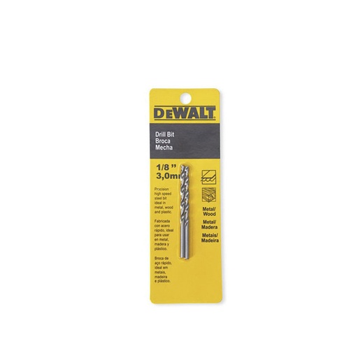 Broca Metal Hss (2 Pzas) 1/8 Dw130018c. Acero De Alta Velocidad.